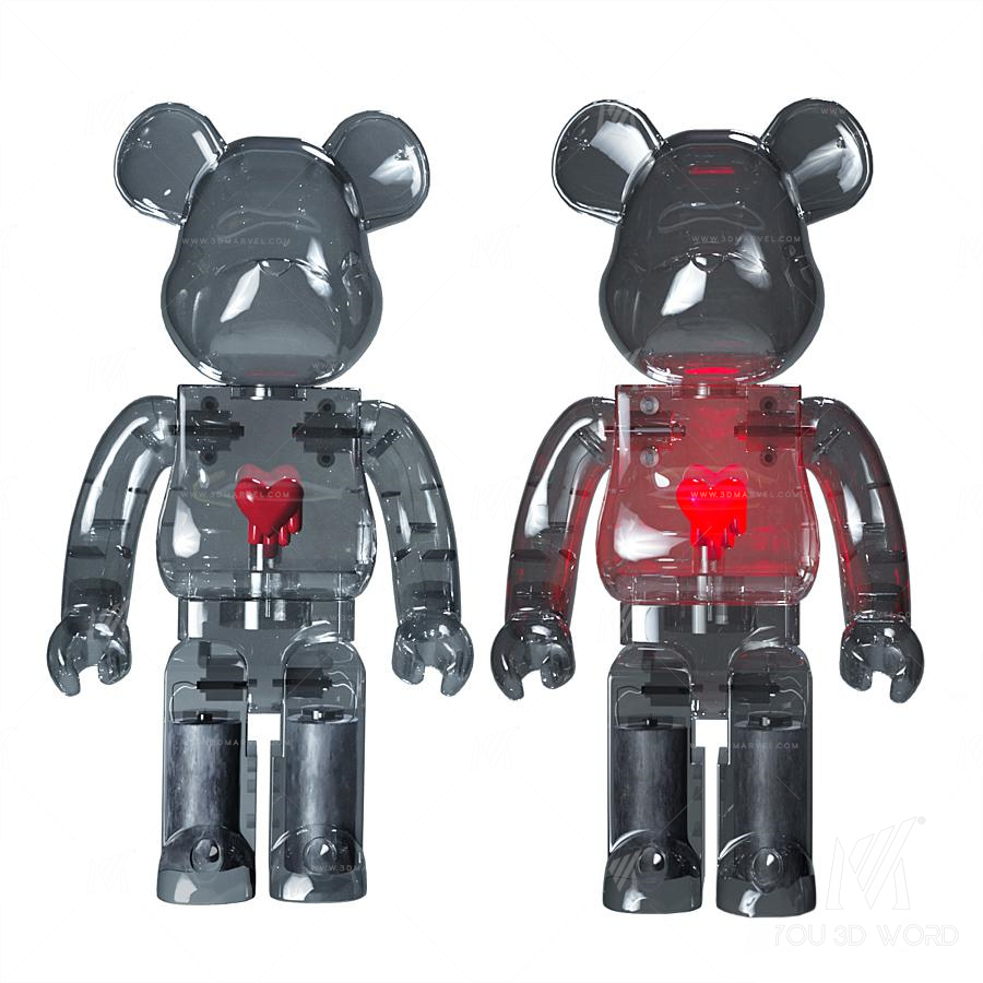 Bearbrick Emotionally Unavailable Red Heart Clear